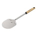 Gozney Venture Turning Peel on white showing the small round stainless head on a slim shaft with a light wood handle.