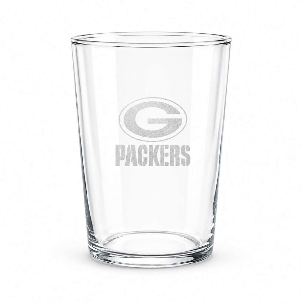 Green Bay Packers Crate & Barrel Bodega 17oz Highball Glass, Set of 4 with clear glass and team logo