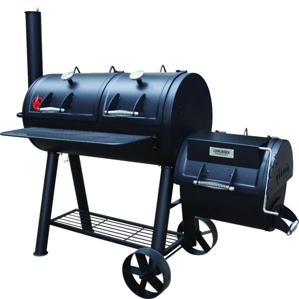 Wildfire Longhorn Offset BBQ Smoker Heavy Duty Dual Chamber With Free Rubs-Freedom Room