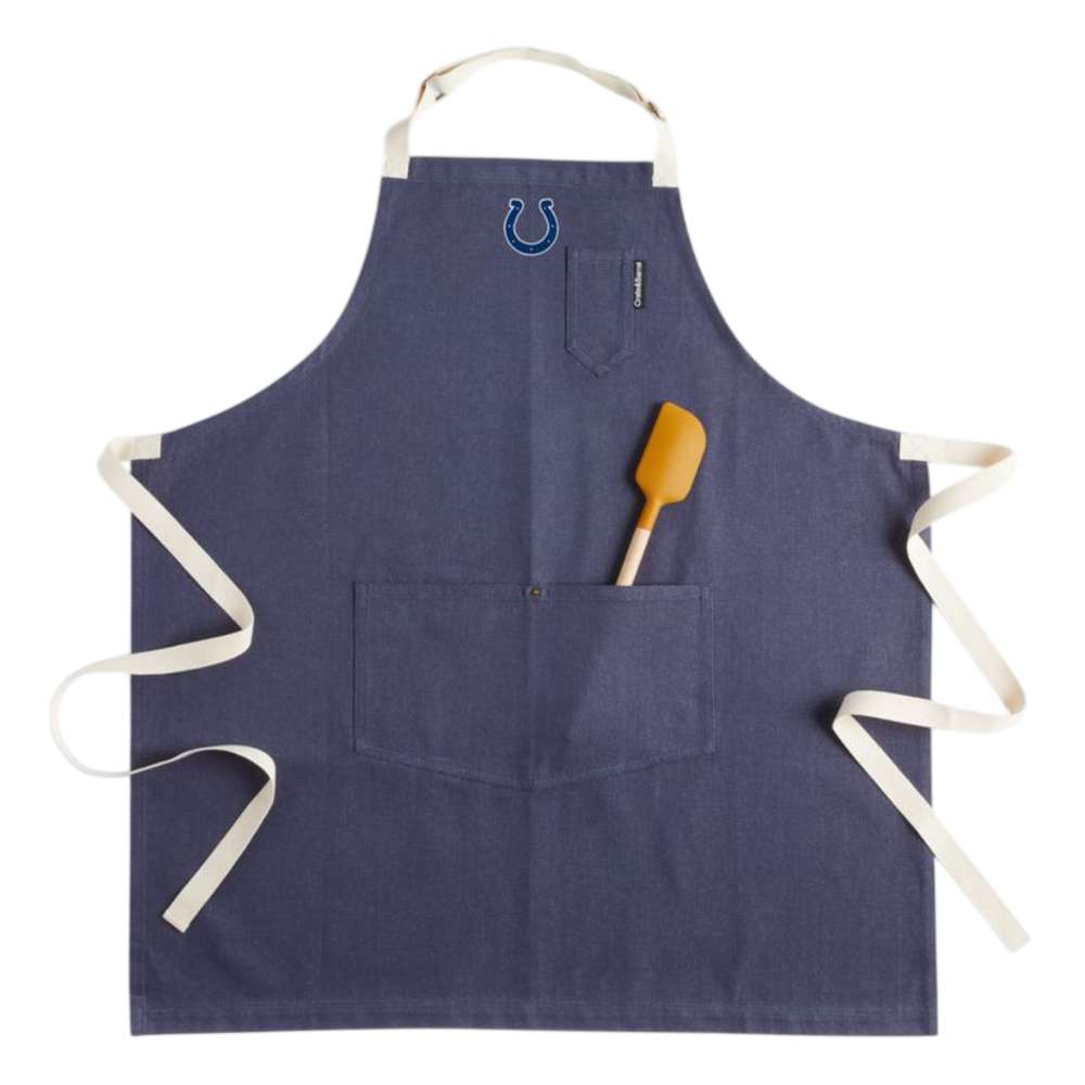 Indianapolis Colts Crate & Barrel NFL Organic Cotton Kitchen Apron with Pockets black organic cotton denim with adjustable straps and pockets