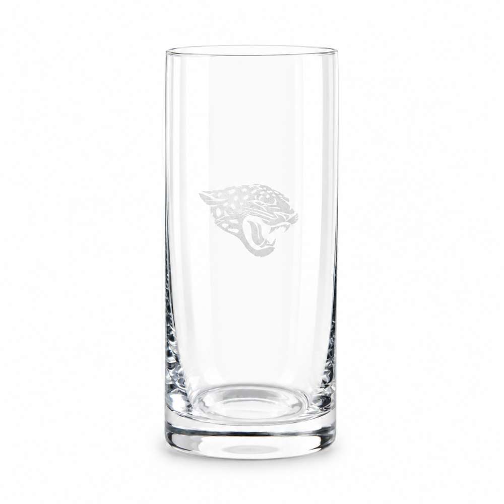 Jacksonville Jaguars Crate & Barrel Aspen Highball Glass Set with NFL team logo on classic 18 oz glass