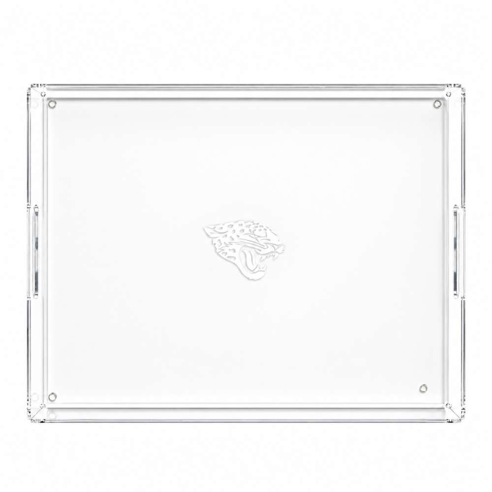 Jacksonville Jaguars Crate & Barrel NFL Large Rectangle Acrylic Decorative Tray with team logo on white acrylic