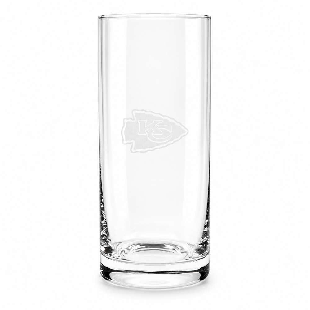 Kansas City Chiefs Crate & Barrel Aspen Highball Glass Set with NFL team logo on classic 18 oz glass