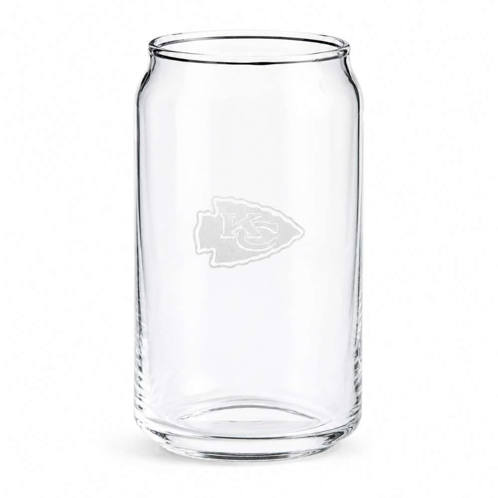 Kansas City Chiefs Crate & Barrel Beer Can 16oz Glass, Set of 4 with NFL team logo