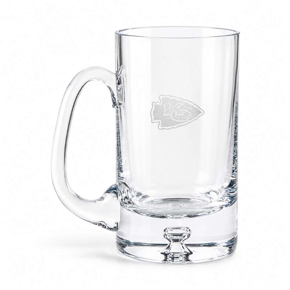 Kansas City Chiefs Crate & Barrel Direction 22oz Hand-Blown Beer Mug, Set of 4 hand-blown glass with team logo