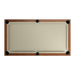 Khaki Crate & Barrel Walnut Pool Table with Wall Rack and Accessories seen from directly above against a white background showing the khaki felt, six black drop pockets and sight dots along the walnut rails