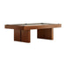 Khaki With Table Tennis Kit Crate & Barrel Walnut Pool Table with Wall Rack and Accessories shown at a three quarter angle against a white background with khaki felt and nothing on the table