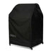Large Ooni Table and Pizza Oven Cover angled view of the black cover with the ooni logo over a wide table on casters.