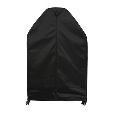 Large Ooni Table and Pizza Oven Cover front view of the black cover with angled shoulders over a table with casters below.