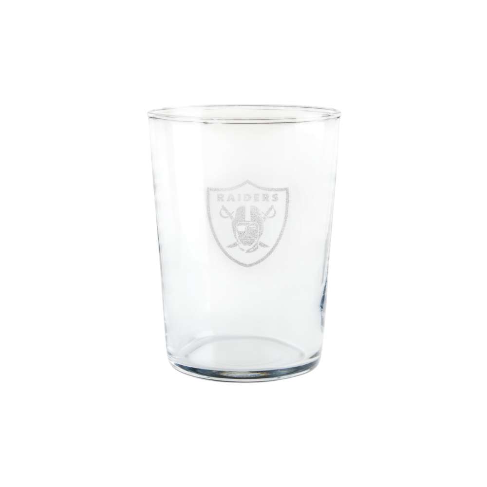 Las Vegas Raiders Crate & Barrel Bodega 17oz Highball Glass, Set of 4 with clear glass and team logo