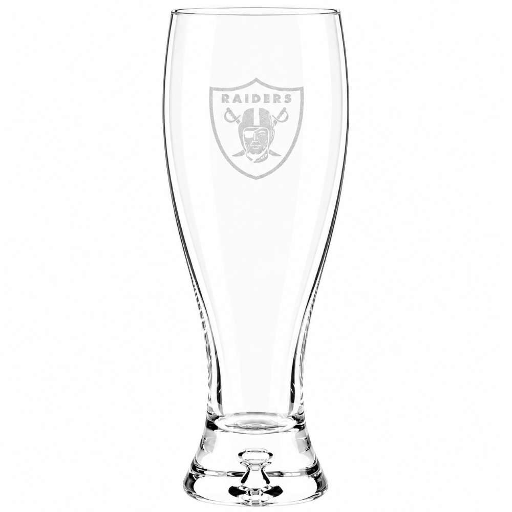 Las Vegas Raiders Crate & Barrel Direction 17oz Hand-Blown Pilsner Beer Glass, Set of 4 hand-blown glass with team logo