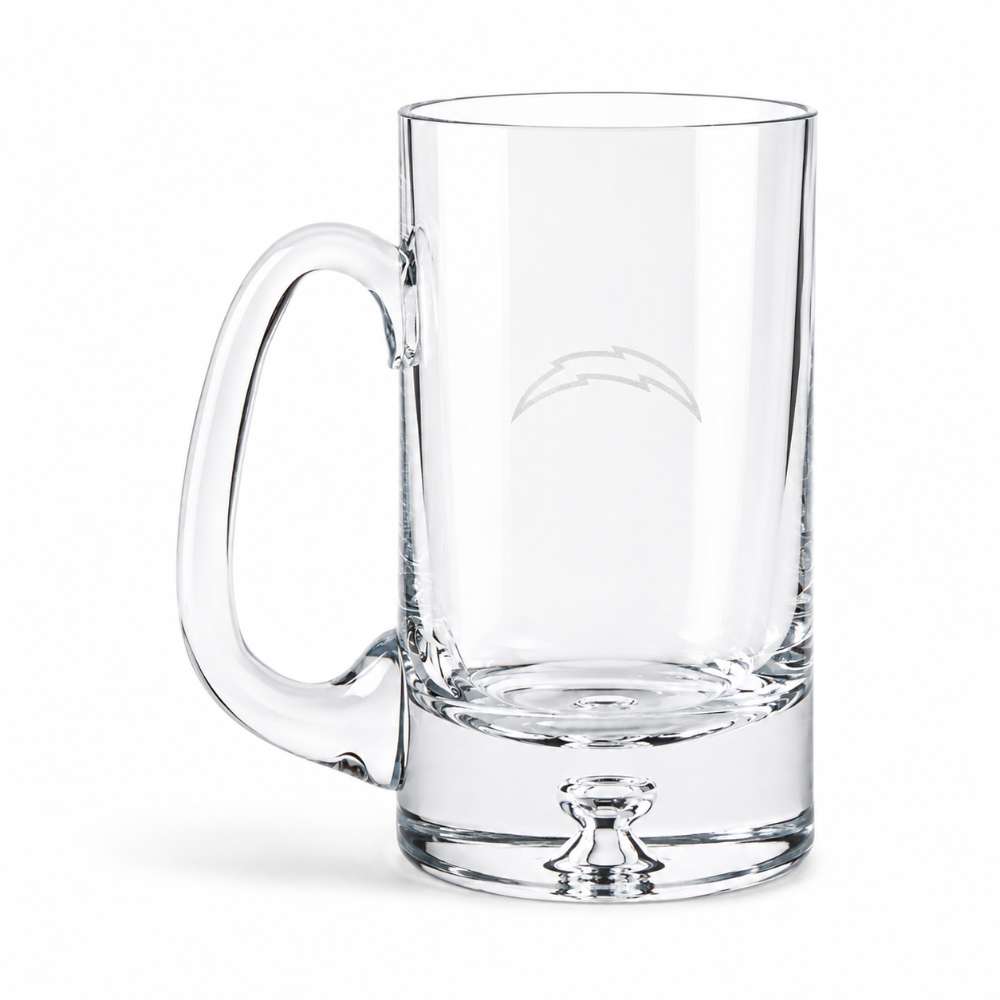 Los Angeles Chargers Crate & Barrel Direction 22oz Hand-Blown Beer Mug, Set of 4 hand-blown glass with team logo