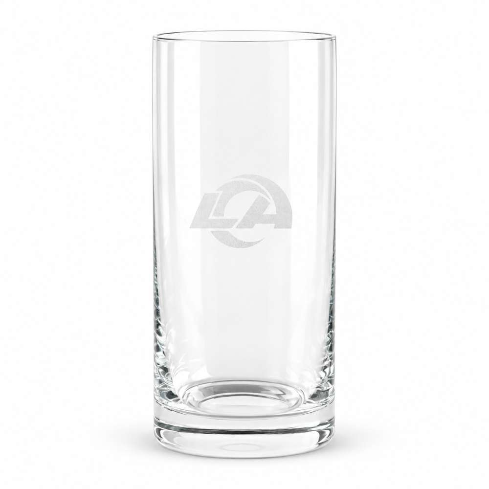 Los Angeles Rams Crate & Barrel Aspen Highball Glass Set with NFL team logo on classic 18 oz glass