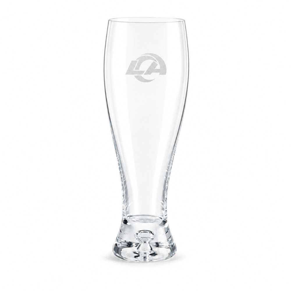 Los Angeles Rams Crate & Barrel Direction 17oz Hand-Blown Pilsner Beer Glass, Set of 4 hand-blown glass with team logo