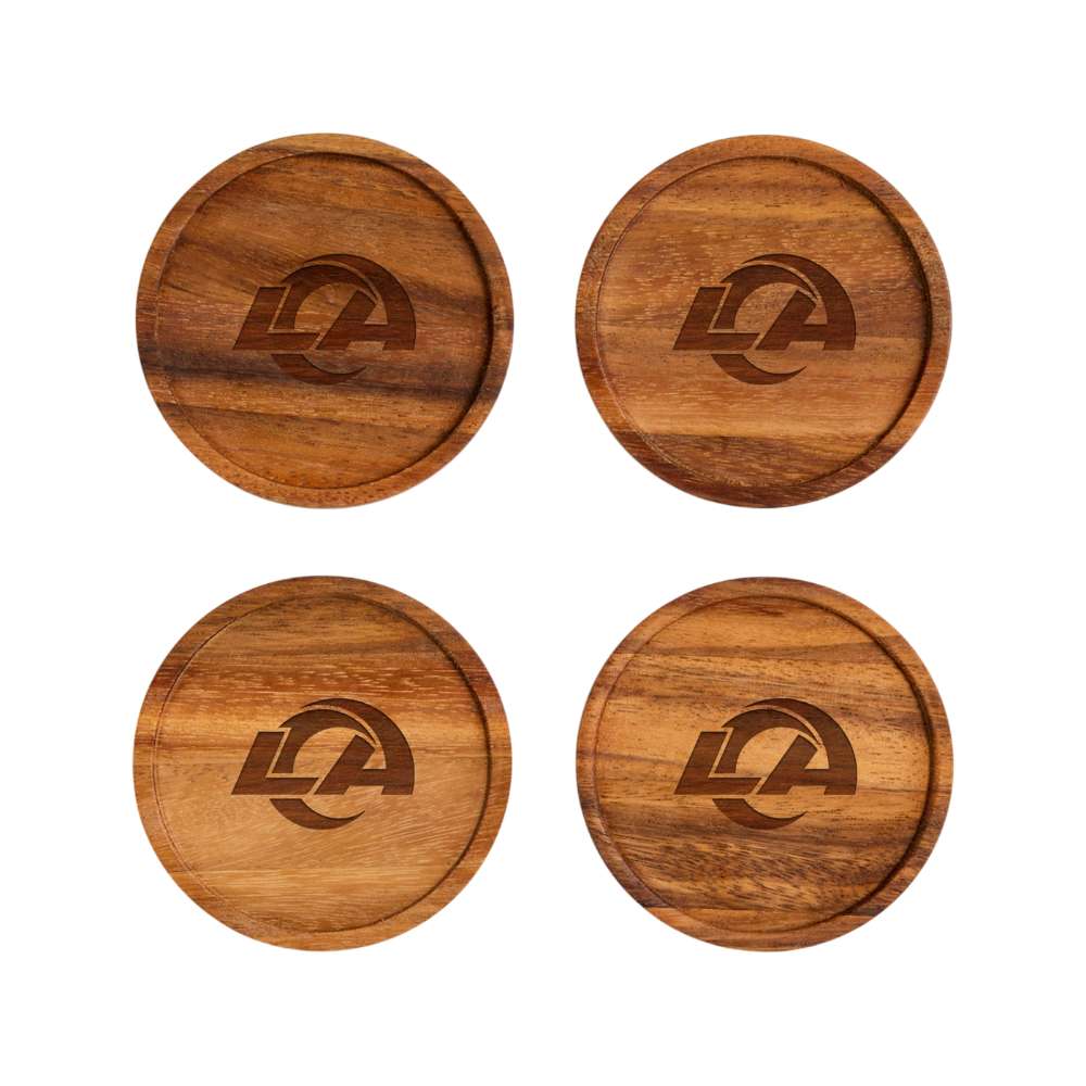 Los Angeles Rams Crate & Barrel NFL Tondo Acacia Wood Coasters, Set of 4 with acacia wood and team logo