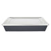 Medium Ooni Detroit Pizza Pan front view on white with the stainless steel lid in place and the ooni logo embossed on the dark gray pan.