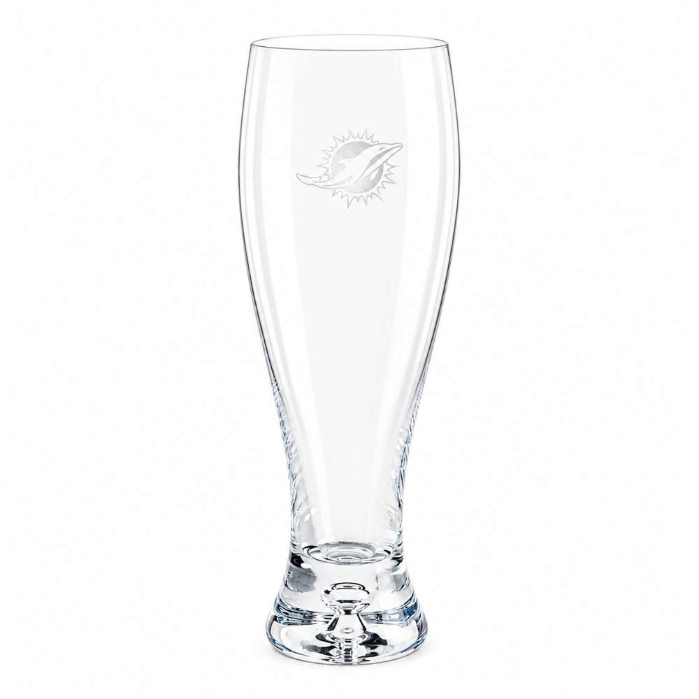 Miami Dolphins Crate & Barrel Direction 17oz Hand-Blown Pilsner Beer Glass, Set of 4 hand-blown glass with team logo