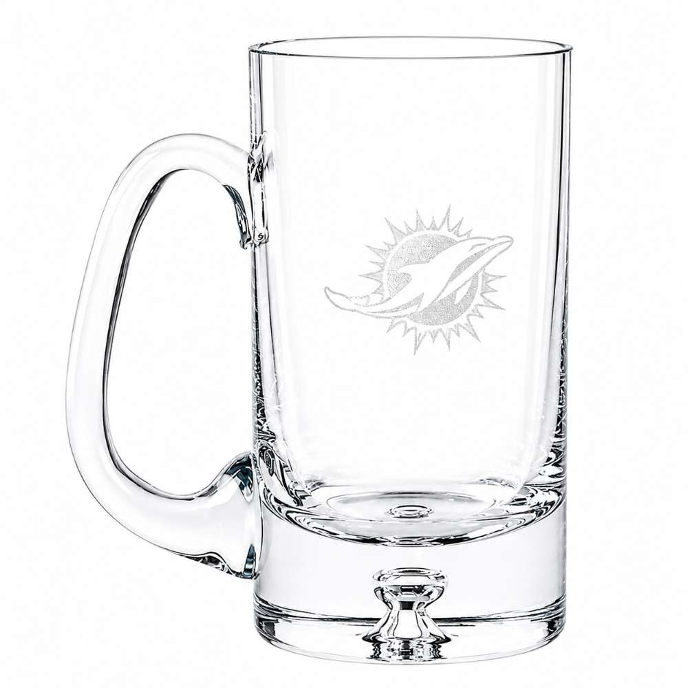 Miami Dolphins Crate & Barrel Direction 22oz Hand-Blown Beer Mug, Set of 4 hand-blown glass with team logo