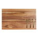 Miami Dolphins Crate & Barrel Octavia Large Wood Board with acacia wood and stainless steel cheese knives