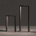 Mini 15 Inch Black Crate & Barrel Zafferano Axis LED Outdoor Solar Lamp in black powdercoat cast aluminum with an integrated 2.2W LED behind a glass diffuser, shown in the first alternate view