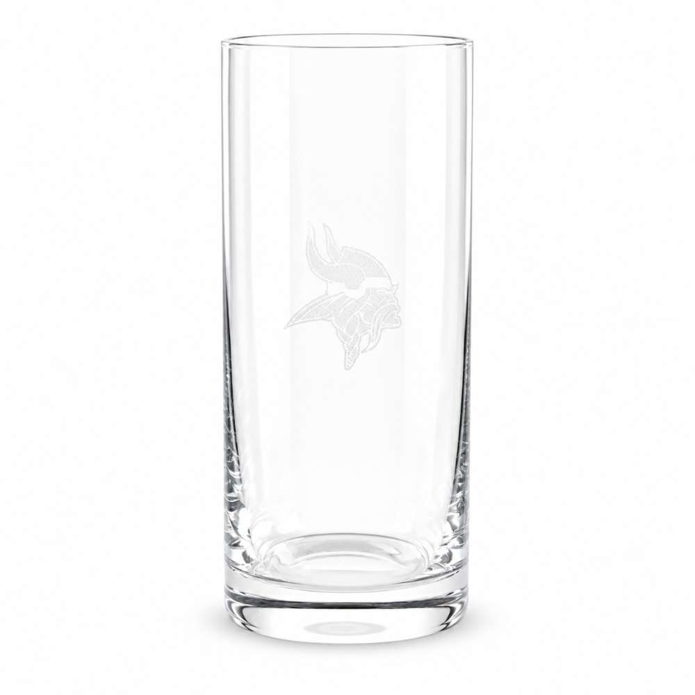 Minnesota Vikings Crate & Barrel Aspen Highball Glass Set with NFL team logo on classic 18 oz glass
