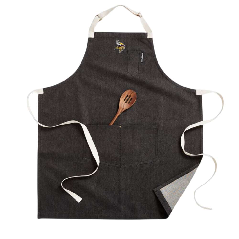 Minnesota Vikings Crate & Barrel NFL Organic Cotton Kitchen Apron with Pockets black organic cotton denim with adjustable straps and pockets