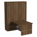 Modern Walnut Inovabed Murphy Bed with Desk photographed at an angle on a white background, closed with the table extended and the footrest panel visible underneath
