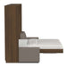 Modern Walnut Inovabed Wall Bed with Extended Sofa side profile with the bed lowered, showing how far the mattress platform extends past the sofa