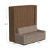 Modern Walnut Inovabed Wall Bed with Sofa and Wide Flex Cabinet closed as a sofa with dimension labels reading 85 inches high, 52 inches deep and 77 inches wide