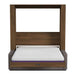 Modern Walnut Inovabed Wall Bed with Sofa and Wide Flex Cabinet seen head-on on a white background, opened with a bare mattress showing a purple band and a gray sofa base