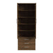 Modern Walnut Inovabed Wall Bed with Sofa and Wide Flex Cabinet showing the Wide Flex Cabinet head-on on a white background with both doors open on four shelves above three drawers