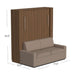 Modern Walnut Inovabed Wall Bed with Sofa closed as a sofa with dimension labels reading 85 inches high, 52 inches deep and 77 inches wide