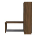Modern Walnut Inovabed Wall Bed with Table and Two Narrow Flex Cabinets in side profile on a white background, closed with the tabletop projecting forward