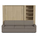 Natural Oak Inovabed Wall Bed with Extended Sofa head-on view of the unit closed as a sofa