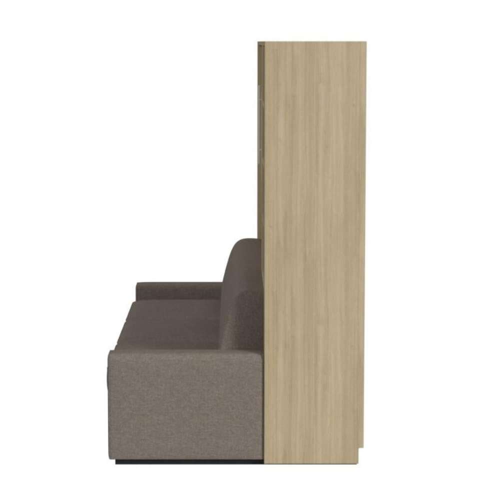 Natural Oak Inovabed Wall Bed with Extended Sofa side profile of the unit closed as a sofa