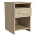 Natural Oak Inovabed Wall Bed with Sofa and Two Nightstands showing one nightstand at an angle on a white background
