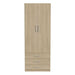 Natural Oak Inovabed Wall Bed with Sofa and Wide Flex Cabinet showing the Wide Flex Cabinet closed head-on on a white background, with two tall doors above three drawers