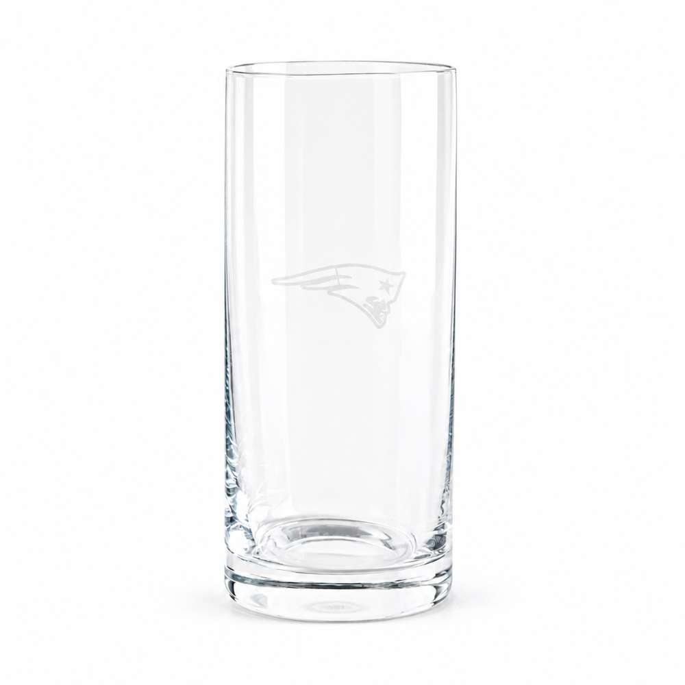 New England Patriots Crate & Barrel Aspen Highball Glass Set with NFL team logo on classic 18 oz glass