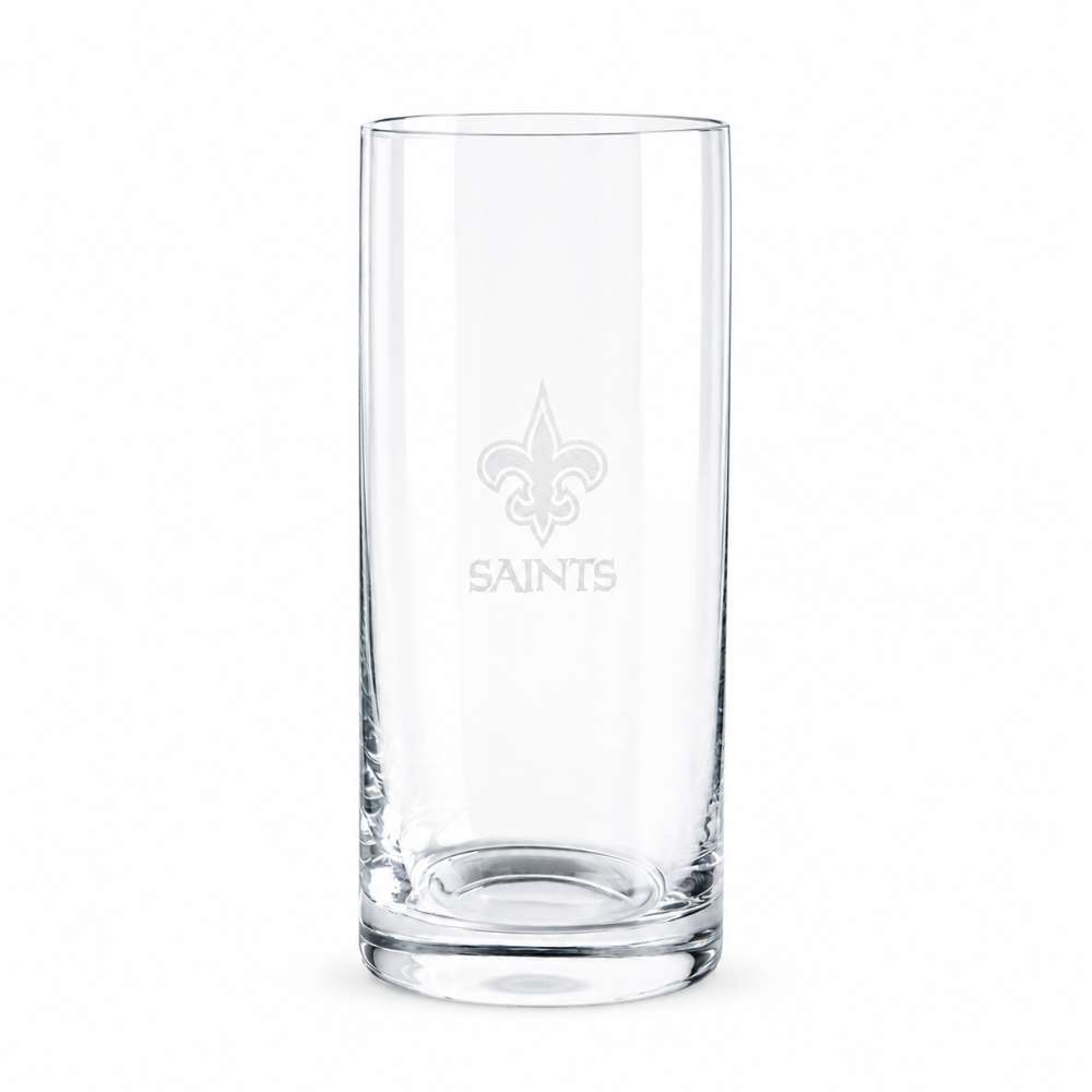 New Orleans Saints Crate & Barrel Aspen Highball Glass Set with NFL team logo on classic 18 oz glass
