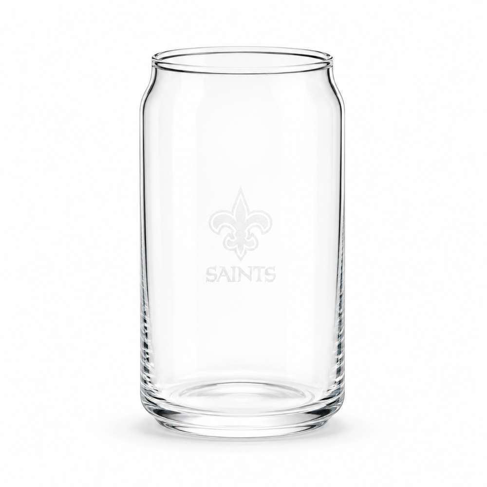New Orleans Saints Crate & Barrel Beer Can 16oz Glass, Set of 4 with NFL team logo