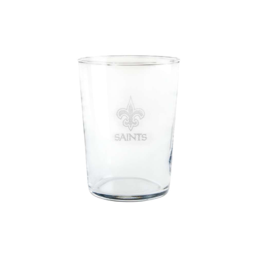 New Orleans Saints Crate & Barrel Bodega 17oz Highball Glass, Set of 4 with clear glass and team logo
