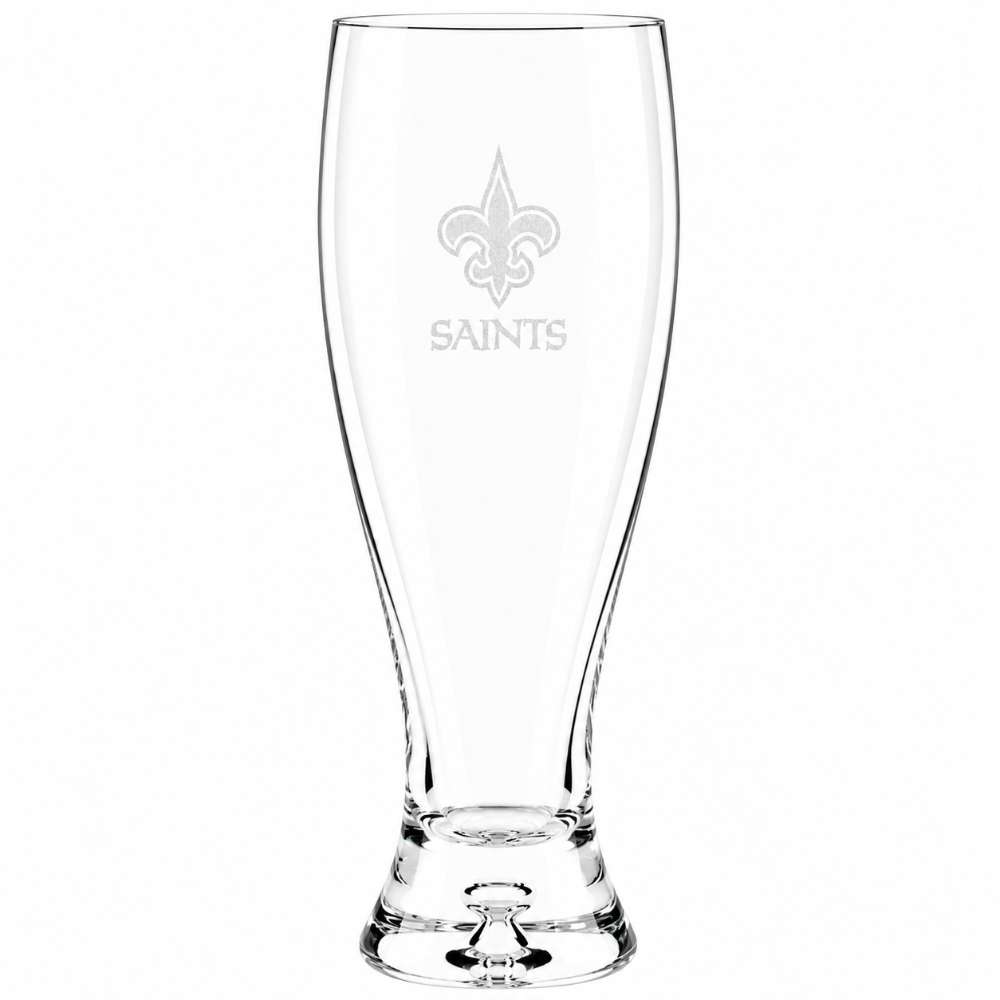 New Orleans Saints Crate & Barrel Direction 17oz Hand-Blown Pilsner Beer Glass, Set of 4 hand-blown glass with team logo