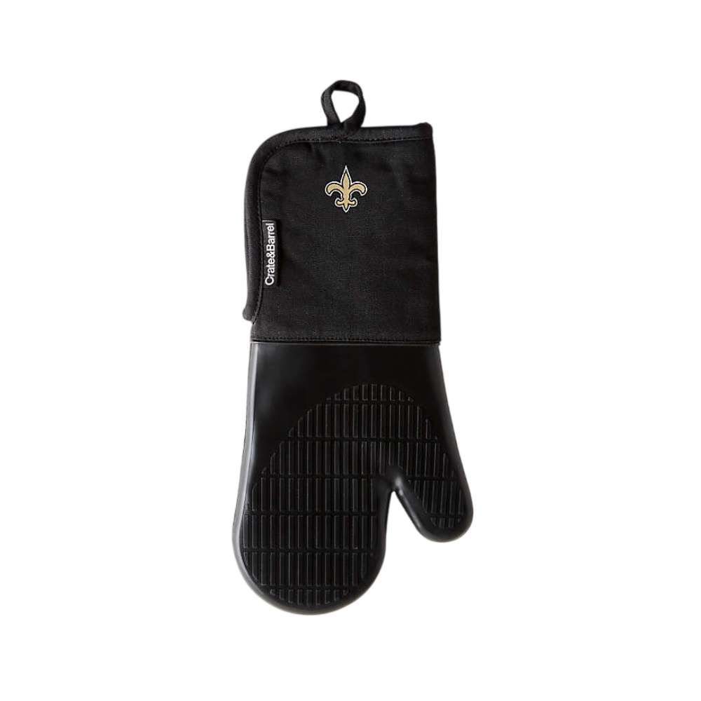 New Orleans Saints Crate & Barrel NFL Organic Cotton Oven Mitt with Silicone Grip black and gold with silicone grip