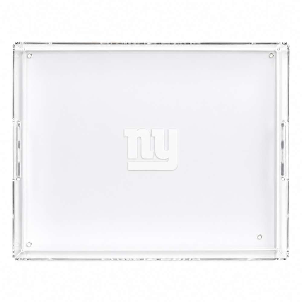 New York Giants Crate & Barrel NFL Large Rectangle Acrylic Decorative Tray with team logo on white acrylic