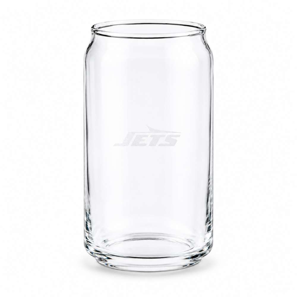 New York Jets Crate & Barrel Beer Can 16oz Glass, Set of 4 with NFL team logo