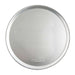 Nordic Ware Naturals 14" Traditional Pizza Pan seen from above on white showing the smooth round natural aluminum pan with its rolled rim and the Nordic Ware stamp.