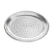 Nordic Ware Naturals 9" Air Crisper Pizza Pan angled on white showing the pattern of perforations across the base and the raised rim.