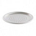 Nordic Ware Naturals 9" Air Crisper Pizza Pan at a low angle on white showing the perforated base and the shallow rolled rim.