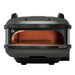Off-Black Gozney Tread Pizza Oven straight-on front view on white with the wide arched mouth the copper-toned dome and the carry handles on top.