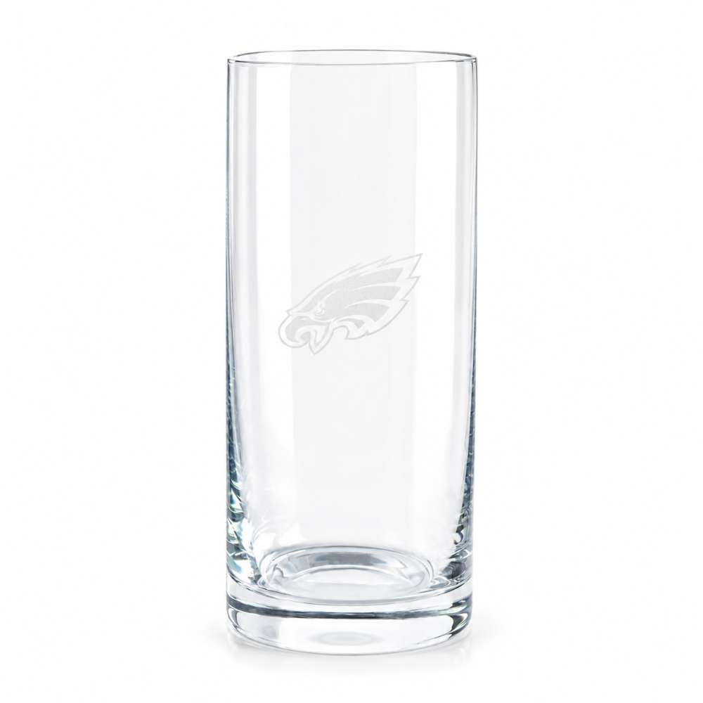 Philadelphia Eagles Crate & Barrel Aspen Highball Glass Set with NFL team logo on classic 18 oz glass
